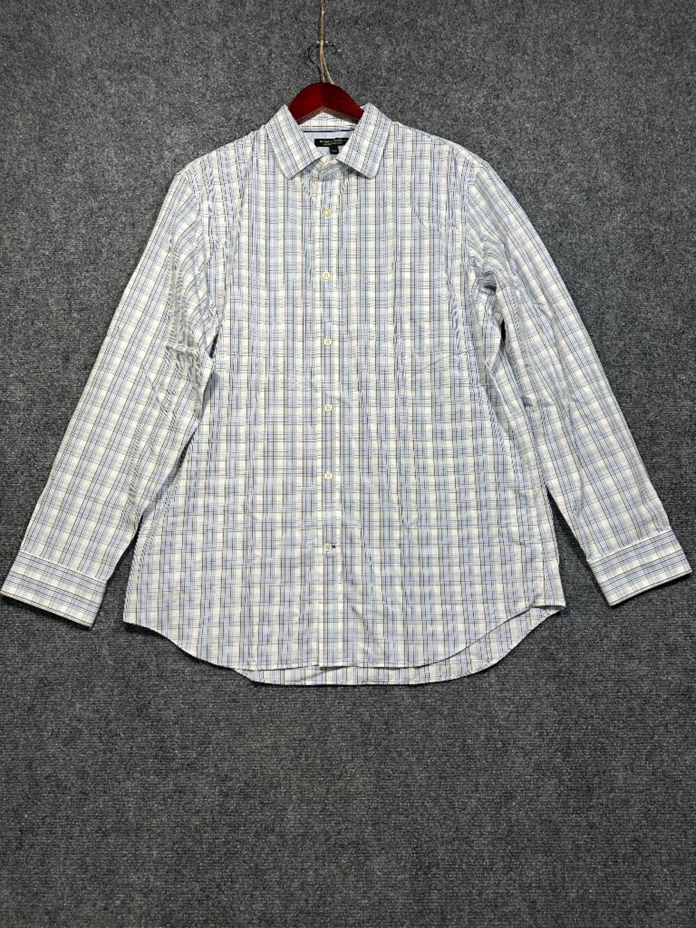 Banana Republic Shirt Mens Large Non Iron Classic Fit Blue Brown Plaid Cotton